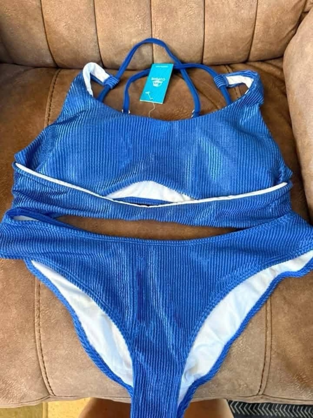 Cupshe Royal Blue Ribbed Two-Piece Bikini